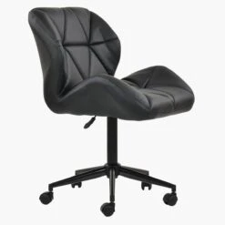 Barnes Black Faux Leather Small Swivel Desk Chair -Furniture Specialty Store barnes black 2