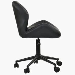 Barnes Black Faux Leather Small Swivel Desk Chair -Furniture Specialty Store barnes black 3