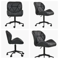 Barnes Black Faux Leather Small Swivel Desk Chair