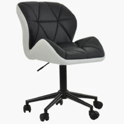 Barnes Black / White Leather Small Swivel Desk Chair -Furniture Specialty Store barnes black and white 3
