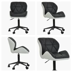 Barnes Black / White Leather Small Swivel Desk Chair