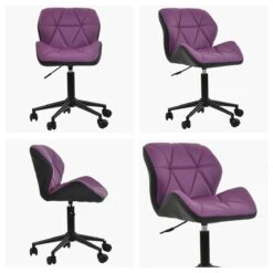Barnes Purple Faux Leather Small Swivel Desk Chair