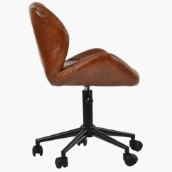 Barnes Vintage Brown Faux Leather Small Home Swivel Office Chair