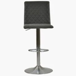 Bellucci Vintage Black Faux Leather Brushed Steel Swivel Bar Stool