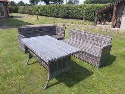 Benin 9 Seater Garden Rattan Corner Sofa Dining Set With Table Grey -Furniture Specialty Store benin rattan set 12