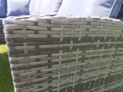 Benin 9 Seater Garden Rattan Corner Sofa Dining Set With Table Grey