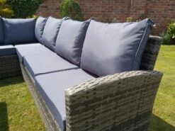 Benin 9 Seater Garden Rattan Corner Sofa Dining Set With Table Grey -Furniture Specialty Store benin rattan set 7