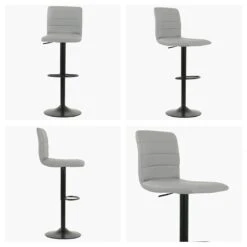 Birch Grey Faux Leather Black Base Kitchen Stool