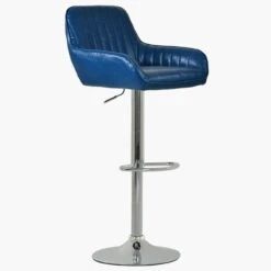 Blair Vintage Blue Chrome Base Breakfast Stool -Furniture Specialty Store blair vintage blue 3
