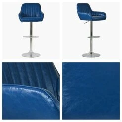 Blair Vintage Blue Chrome Base Breakfast Stool