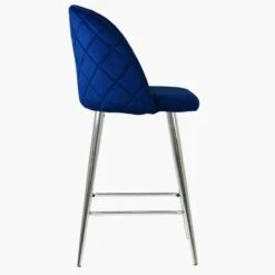 Brooklands Blue Velvet Chrome Leg Kitchen Stool -Furniture Specialty Store brooklands blue velvet chrome 2