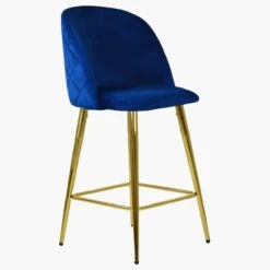 Brooklands Blue Velvet Gold Leg Bar Stool -Furniture Specialty Store brooklands blue velvet gold leg 1
