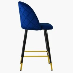 Brooklands Blue Velvet Black Gold Leg Bar Stool -Furniture Specialty Store brooklands blue velvet gold tip 2