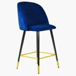 Brooklands Blue Velvet Black Gold Leg Bar Stool -Furniture Specialty Store brooklands blue velvet gold tip 4