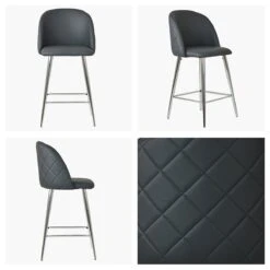 Brooklands Dark Grey Faux Leather Chrome Leg Bar Stool