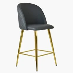 Brooklands Dark Grey Faux Leather Gold Leg Bar Stool -Furniture Specialty Store brooklands dark grey gold leg 4