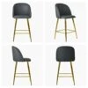 Brooklands Dark Grey Faux Leather Gold Leg Bar Stool