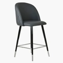 Brooklands Dark Grey Faux Leather Black Silver Leg Bar Stool -Furniture Specialty Store brooklands dark grey silver tip 4