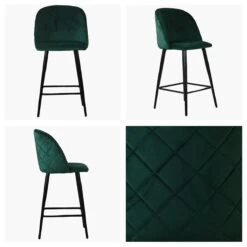 Brooklands Green Velvet Black Leg Breakfast Stool