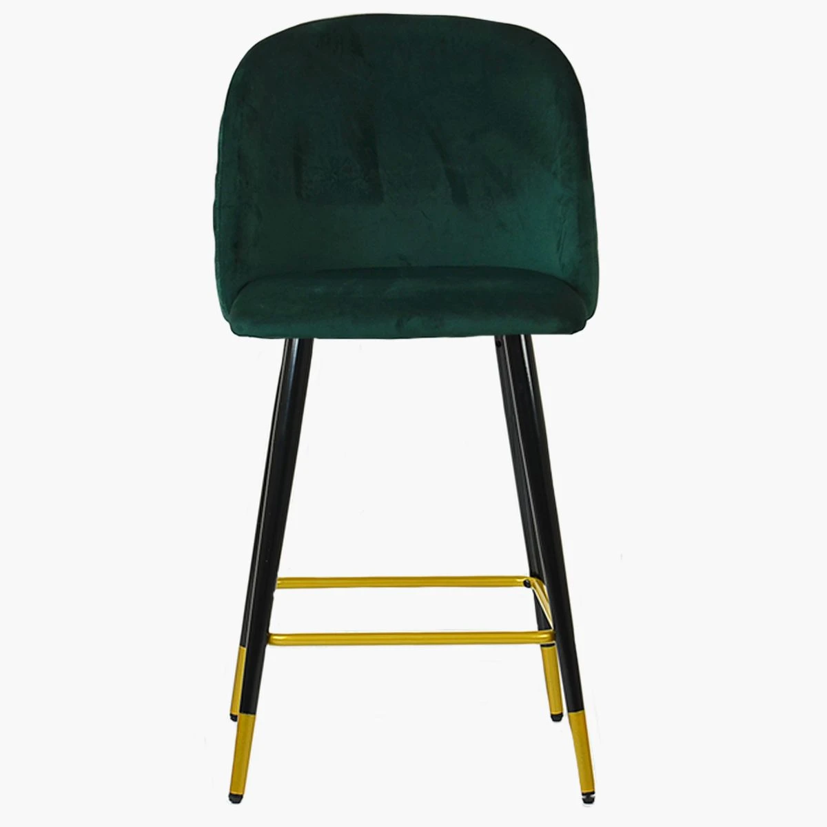 Brooklands Green Velvet Black Gold Leg Kitchen Stool 4 Brooklands Green Velvet Black Gold Leg Kitchen Stool - Image 2