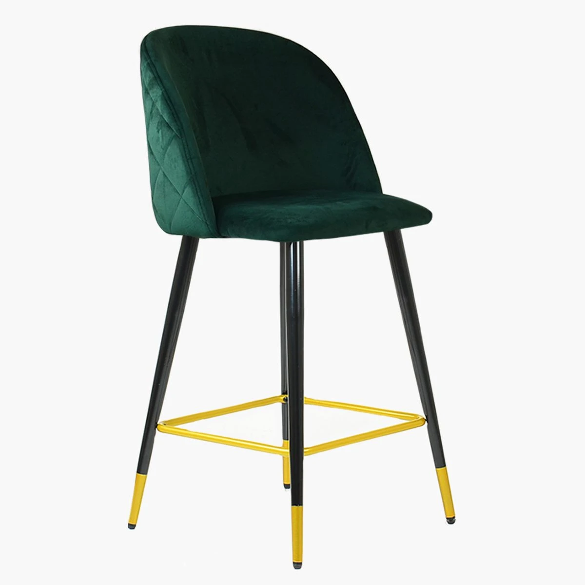 Brooklands Green Velvet Black Gold Leg Kitchen Stool 5 Brooklands Green Velvet Black Gold Leg Kitchen Stool - Image 3