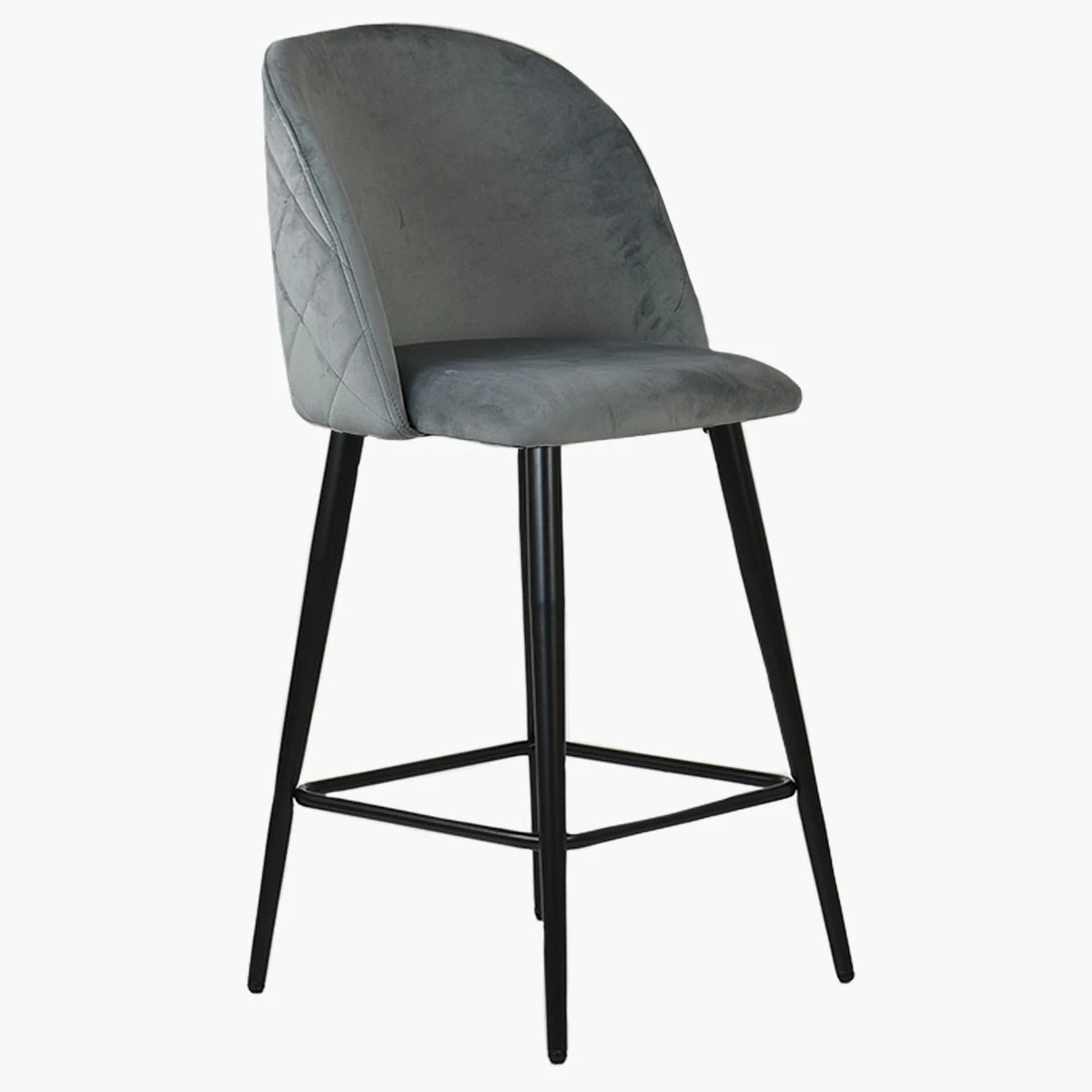 Brooklands Grey Velvet Black Leg Breakfast Stool 5 Brooklands Grey Velvet Black Leg Breakfast Stool - Image 3