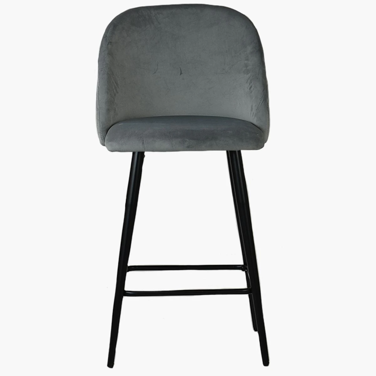 Brooklands Grey Velvet Black Leg Breakfast Stool 4 Brooklands Grey Velvet Black Leg Breakfast Stool - Image 2