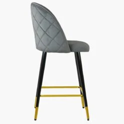 Brooklands Grey Velvet Black Gold Leg Kitchen Stool -Furniture Specialty Store brooklands grey velvet gold tip 3