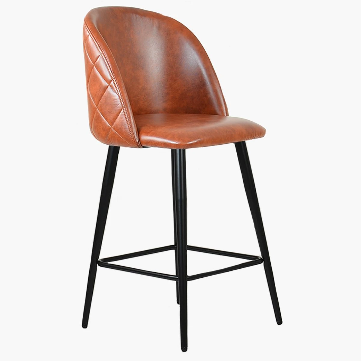 Brooklands Brown Faux Leather Black Leg Bar Stool - Image 3