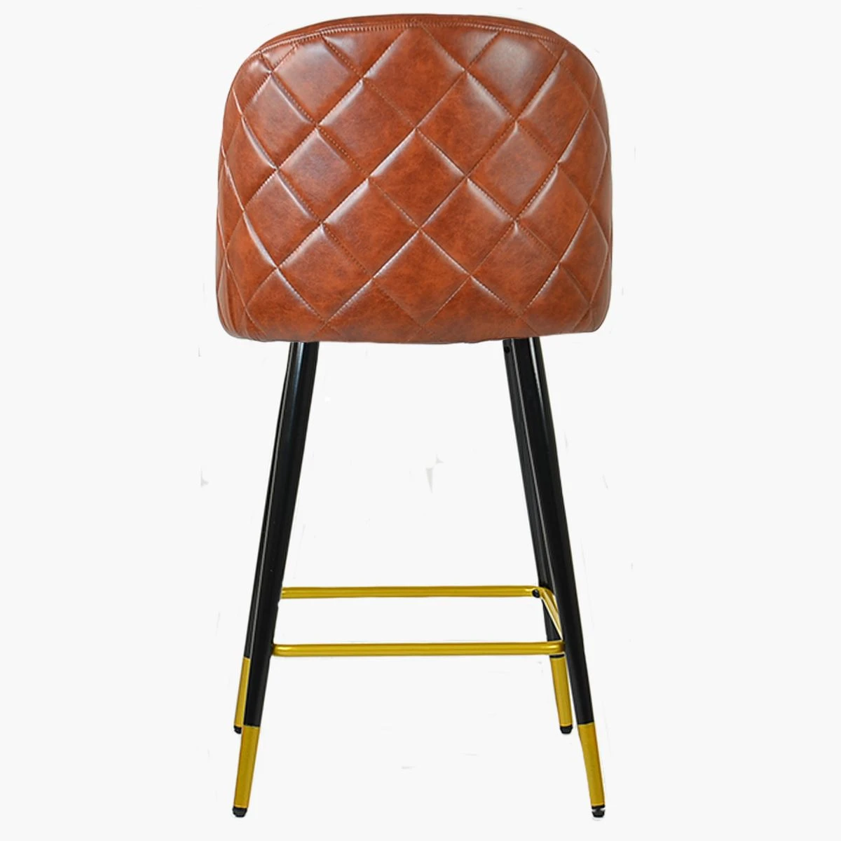 Brooklands Brown Faux Leather Black Gold Leg Barstool - Image 5