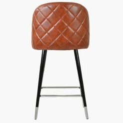 Brooklands Brown Faux Leather Black Silver Leg Bar Stool -Furniture Specialty Store brooklands vintage brown silver tip 1