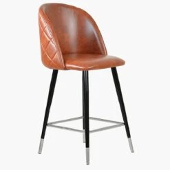 Brooklands Brown Faux Leather Black Silver Leg Bar Stool -Furniture Specialty Store brooklands vintage brown silver tip 4