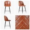 Brooklands Brown Faux Leather Black Silver Leg Bar Stool -Furniture Specialty Store brooklands vintage brown silver tip 5