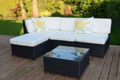 Cadiz 4 Seater Garden Rattan Corner Sofa Set With Table Black -Furniture Specialty Store cadiz black 1 2