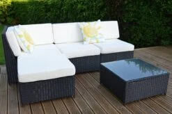 Cadiz 4 Seater Garden Rattan Corner Sofa Set With Table Grey -Furniture Specialty Store cadiz black 3 1