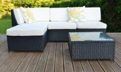 Cadiz 4 Seater Garden Rattan Corner Sofa Set With Table Grey -Furniture Specialty Store cadiz black 4 1