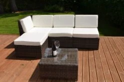 Cadiz 4 Seater Garden Rattan Corner Sofa Set With Table Brown