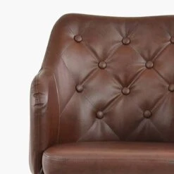 Calgary Vintage Brown Leather Small Office Chair Without Wheels