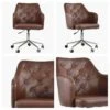 Calgary Vintage Brown Faux Leather Small Swivel Desk Chair -Furniture Specialty Store calgary vintage brown white