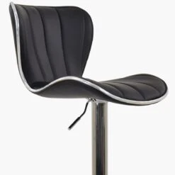 Cali Black Faux Leather Chrome Base Kitchen Stool -Furniture Specialty Store cali black 5