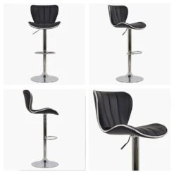 Cali Black Faux Leather Chrome Base Kitchen Stool -Furniture Specialty Store cali black white