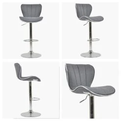 Cali Dark Grey Fabric Chrome Base Breakfast Stool -Furniture Specialty Store cali charcoal white