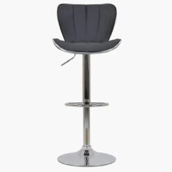 Cali Dark Grey Faux Leather Chrome Base Bar Stool