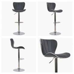 Cali Dark Grey Faux Leather Chrome Base Bar Stool -Furniture Specialty Store cali dark grey white