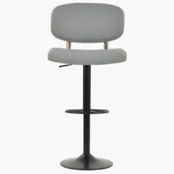 Calypso Grey Faux Leather Black Base Kitchen Stool