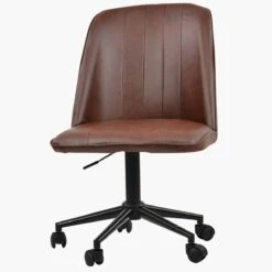Cambourne Vintage Brown Faux Leather Swivel Home Office Chair
