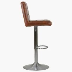Cape Vintage Brown Faux Leather Brushed Steel Swivel Bar Stool -Furniture Specialty Store cape vintage brown 3