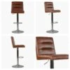 Cape Vintage Brown Faux Leather Brushed Steel Swivel Bar Stool