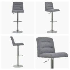 Carmel Dark Grey Fabric Chrome Base Kitchen Stool -Furniture Specialty Store carmel gas lift charcoal white