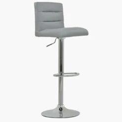 Carmel Grey Faux Leather Chrome Base Bar Stool -Furniture Specialty Store carmel gas lift grey 2